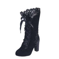 Large Size Heel Women’s Leather Boots